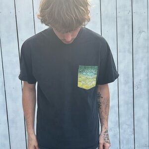 Columbia Black Tee with Patterned Pocket